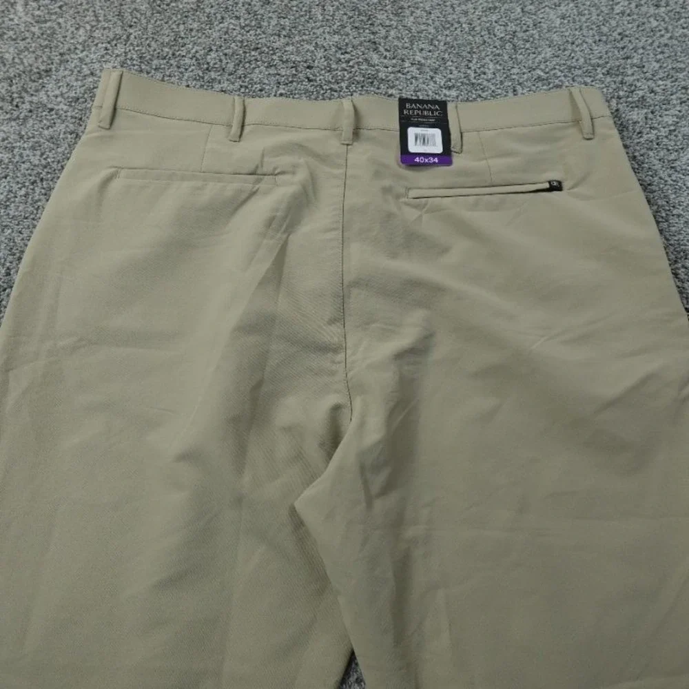 NEW Banana Republic Pants Mens 40X34 Beige Brown Flat Front‎ Chino Trouser Golf